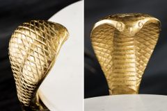 Runder Beistelltisch WILDLIFE COBRA 65cm gold weiß Marmor Schlangen-Skulptur handmade
