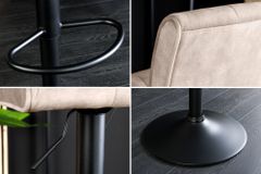 Höhenverstellbarer Barhocker MODENA champagner beige Samt Metall schwarz drehbar