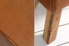 Retro Sitzbank TURNBOCK 134cm mit Echtleder Bezug Mangoholz Bank