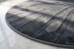 Runder Teppich WAVE 150cm anthrazit 3D strukturierter Kurzflor Indoor Hoch-Tief-Effekt