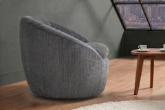 Drehbarer Design Sessel ALPINE grau Chenille Cremona 360° mit Armlehnen