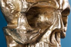 Exklusive Wandskulptur SKULL XXL 40cm gold Deko Totenkopf