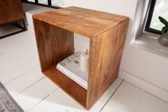 Handgearbeiteter Beistelltisch MAKASSAR 45cm natur Mangoholz Massivholz Nachttisch Regal