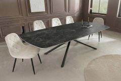 Design Esstisch OSAKA 160cm anthrazit Keramik schwarz Sterngestell Metall