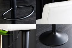 Höhenverstellbarer Barhocker MODENA weiß Kunstleder schwarz mit Lehne drehbar