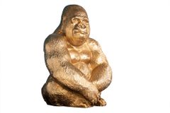 Dekorative Gorillafigur KONG 40cm gold handmade Metall Skulptur