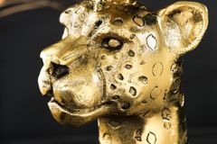 Runder Beistelltisch WILDLIFE PANTHER 60cm gold antik Metall Glas Skulptur handmade