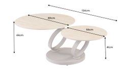 Design Couchtisch DANCING RINGS natur rund drehbar Travertin Keramik champagner greige