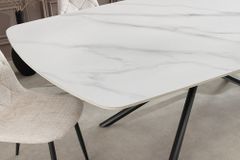 Design Esstisch OSAKA 160cm weiß Keramik schwarz Sterngestell Metall