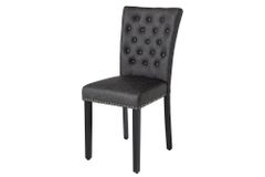 Chesterfield Stuhl CASTLE schwarz Kunstleder Gummiholz Ziernieten