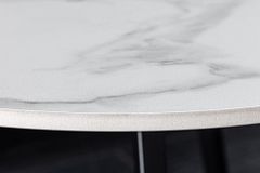 Design Couchtisch MARVELOUS 70cm weiß Marmor Keramik schwarzes Metall