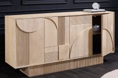 Design Sideboard ART DECO 170cm weiß gekälkt Mangoholz massiv 3D-Front