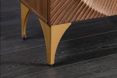 Massives Highboard GOLDEN SUNSET 120cm braun gold Mangoholz mit 3D Schnitzereien