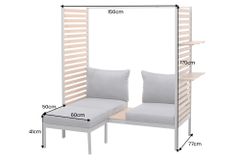 Outdoor Balkonlounge 2-Sitzer COCOONING anthrazit Aluminium Holz mit Hocker wetterfest