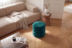 Runder Polsterhocker VOGUE 40cm grün Samt mit Stauraum