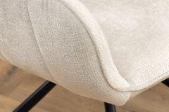 Drehbarer Retro Stuhl UNIQUE champagner beige Chenille Metallbeine mit Armlehne