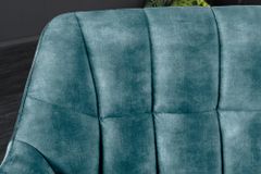 Esszimmer Sitzbank PAPILLON 165cm petrol Samt mit Lehnen schwarzes Metallgestell