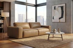 Echtleder Sofa BIG GEORGE 245cm cognac Taschenfederkern 3-Sitzer Couch