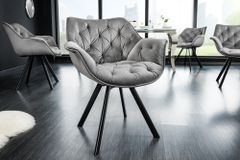 Drehbarer Stuhl THE DUTCH COMFORT Samt grau mit Armlehnen Modern Design