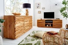 Massivholz Sideboard RELIEF 160cm Akazie Kommode mit Schubladen aufwändige Front