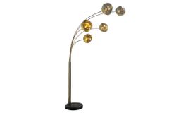 Design Stehlampe LIQUID DIAMOND 200cm gold fünf Glasschirme mit Marmorfuß