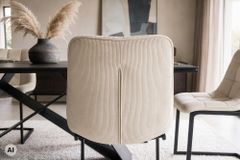 Freischwinger Stuhl MIAMI beige Cord matt schwarz Metallgestell