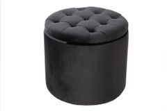 Eleganter Hocker MODERN BAROCK 50cm schwarz Samt Aufbewahrungkorb