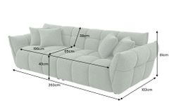 XXL Sofa CLOUD 260cm salbei Bouclé Bigsofa Federkern inkl. Kissen
