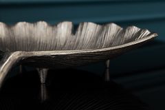 Dekorative Schale GINKGO 35cm silber handmade Metall