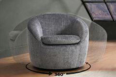 Drehbarer Design Sessel ALPINE grau Chenille Cremona 360° mit Armlehnen