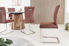 Freischwinger Stuhl SAMSON dark coffee Edelstahlrahmen mit Komfortgriff