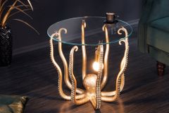 Runder Beistelltisch WILDLIFE OCTOPUS 50cm gold Skulptur Glas