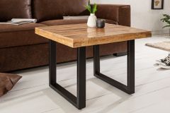Massiver Couchtisch IRON CRAFT 60cm Mangoholz Industrial Design