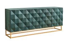 Massives Sideboard VULCANO 180cm türkis Mangoholz gold Metallgestell