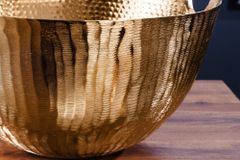 Handgearbeitete Deko Schale ORIENT 40cm gold Metall Hammerschlag Design