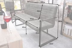 Industrial Freischwinger Bank LOFT 160cm vintage grau mit Armlehne