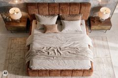 Design Boxbett ADLON 180x200cm rostbraun Chenille Cremona mit Stauraum und Lattenrost