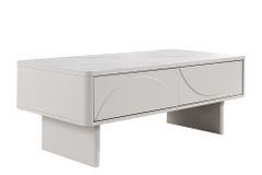 Design Couchtisch SAVOY 120cm kaschmir weiß Keramik Marmor mit Schubladen