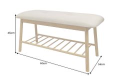 Stilvolle Schuhbank ZEN-BO 90cm natur beige Bambus Regal Sitzbank mit Stauraum