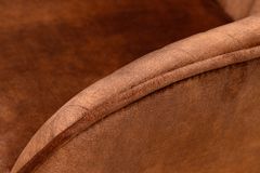Design Stuhl TURIN rost braun Samt mit Ziersteppung und Armlehne schwarz Metall