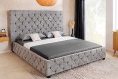 Design Boxbett PARIS 180x200 cm grau Bouclé Chesterfield