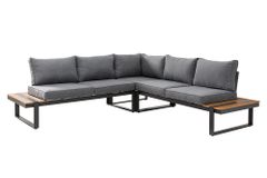 Moderne Garten Sitzgruppe TAMPA LOUNGE 240cm grau Aluminium wetterfest inkl. Sitzkissen