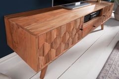 Massives TV-Board MYSTIC LIVING 140cm Akazie natur 3D Oberfläche Massivholz