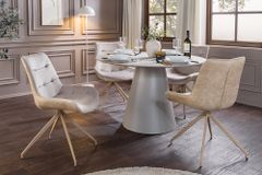 Design Stuhl DIVANI champagner beige Samt Metallgestell