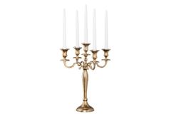 Kerzenständer MODERN BAROCK 40cm gold 5-armig Lüster Aluminium poliert Kerzenhalter