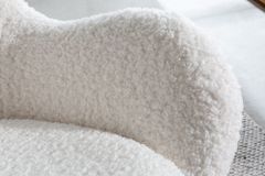 Design Schaukelstuhl SCANDINAVIA SWING weiß Bouclé Sessel schwarz Metall