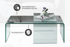 Hochwertiges 2er Set Glas Couchtisch FANTOME 100cm transparent