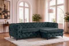 Chesterfield Sofa MODERN BAROCK 235cm petrol Samt 3-Sitzer Couch Federkern