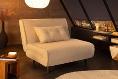 Retro Schlafsessel SMART MULTIFUNCTION 100cm beige Cord Bettfunktion inkl. Kissen