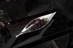Handgearbeitete Deko Schale SILVER LEAF 40cm silber Aluminium